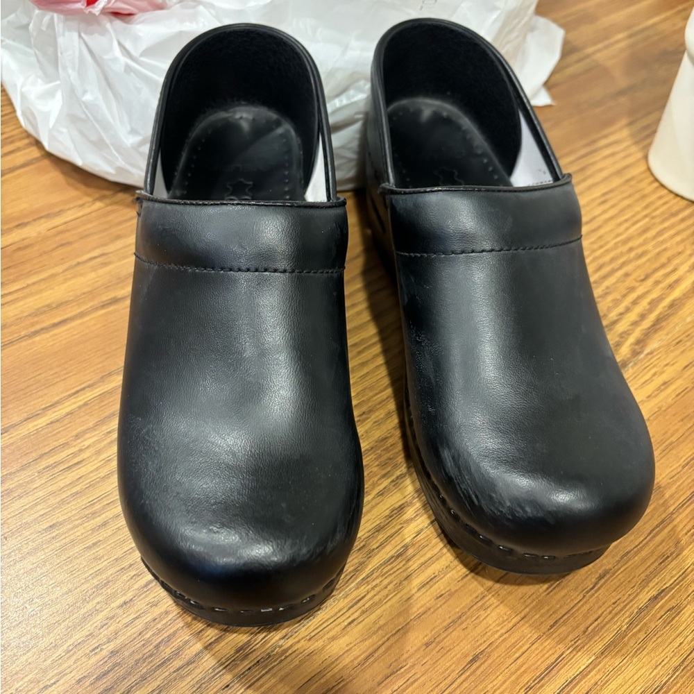 Dansko Black Leather Clogs